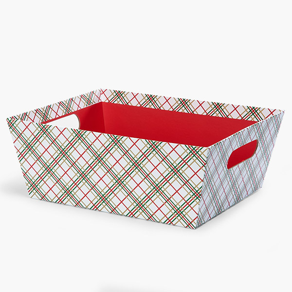 Holiday Plaid, X- Large Wide Base Market Tray, 6 Pack