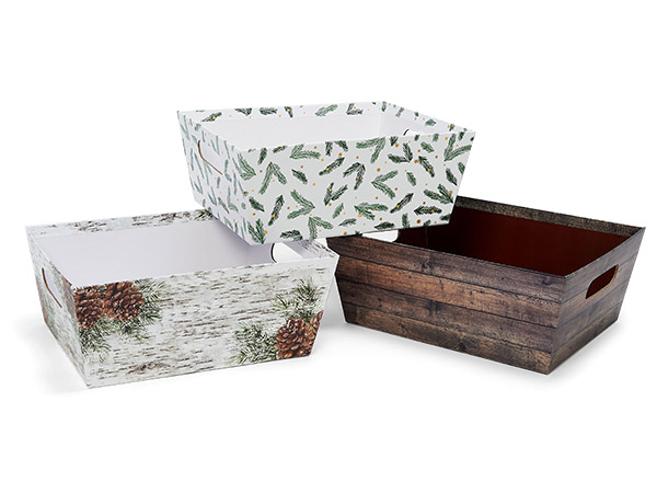 Rustic Christmas, X-Large Wide Base Market Tray, 3-Pack Assortment