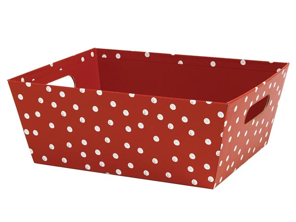 Red and White Dots, X-Large Wide Base Market Tray, 3 Pack
