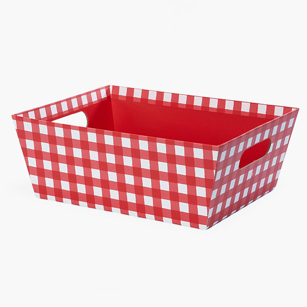Red Gingham, X- Large Wide Base Market Tray, 6 Pack