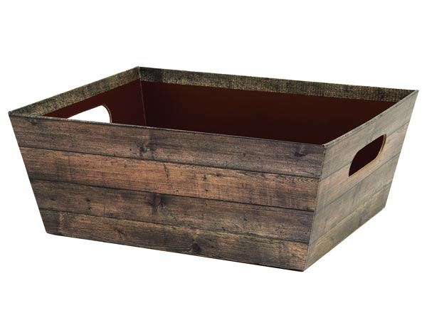 Rustic Wood, X-Large Wide Base Market Tray, 3 Pack