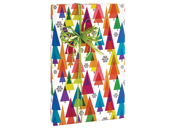 Retro Trees Gift Wrap, 24"x417' Counter Roll