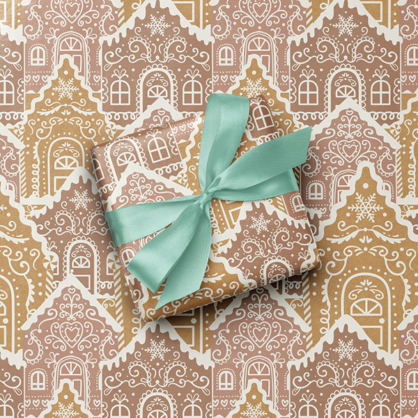 Gingerbread Cottage Gift Wrap, 24"x417' Counter Roll