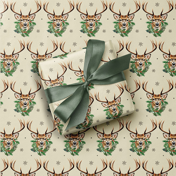 Evergreen Deer Gift Wrap, 24"x417' Counter Roll