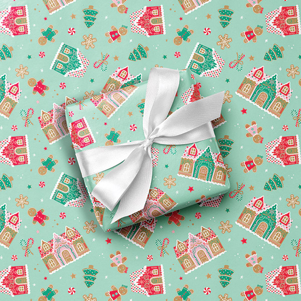 Gingerbread Medley Gift Wrap, 24"x85' Roll