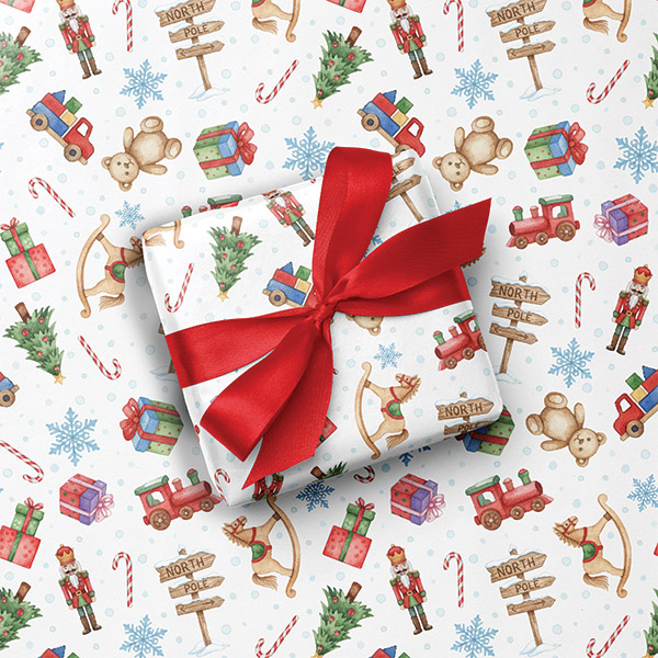 Santa's Toy Shop Gift Wrap, 24"x85' Roll