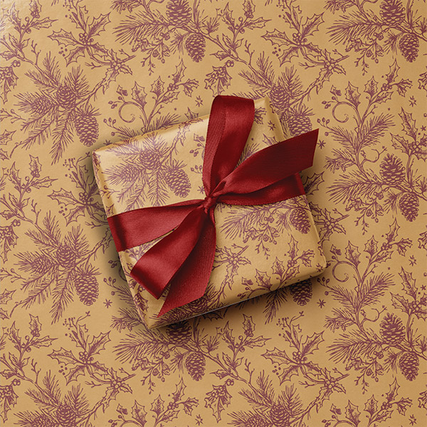 Winter Pine Kraft Gift Wrap, 24"x85' Roll