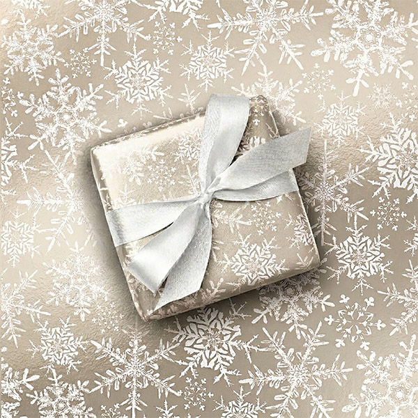 Champagne Snowflakes Gift Wrap, 24"x85' Roll