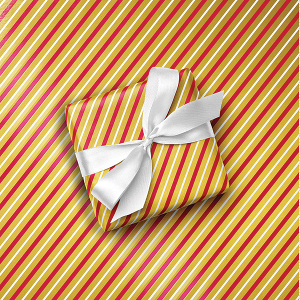 Red & Gold Foil Stripe Gift Wrap, 24"x85' Roll