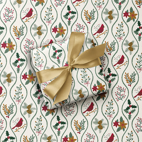 Holly Tidings Gift Wrap, 24"x417' Counter Roll