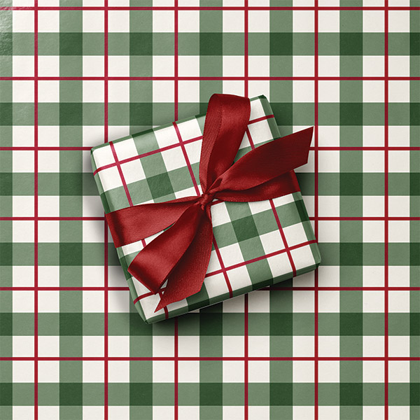 Holiday Hearth Plaid Gift Wrap, 24"x417' Counter Roll
