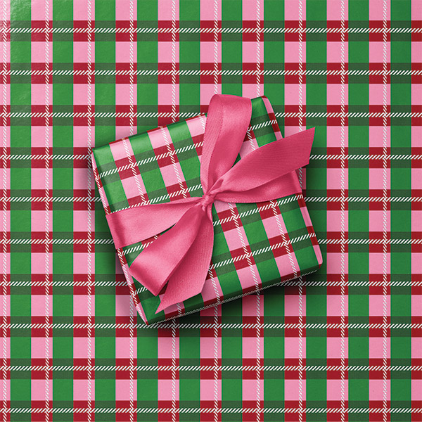 Posh Pink Plaid Gift Wrap, 24"x85' Roll