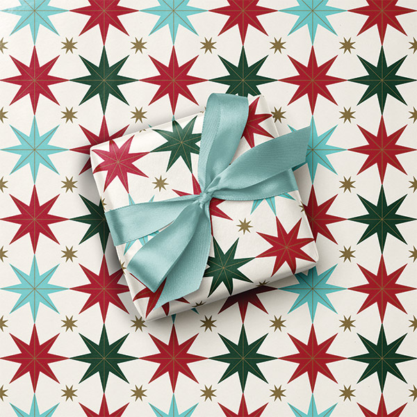 Retro Star Gift Wrap, 24"x417' Counter Roll
