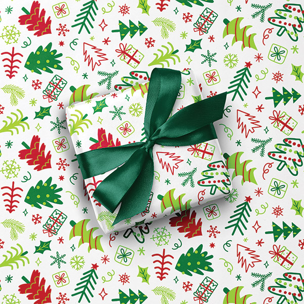 Holly Jolly Trees Gift Wrap, 24"x85' Roll