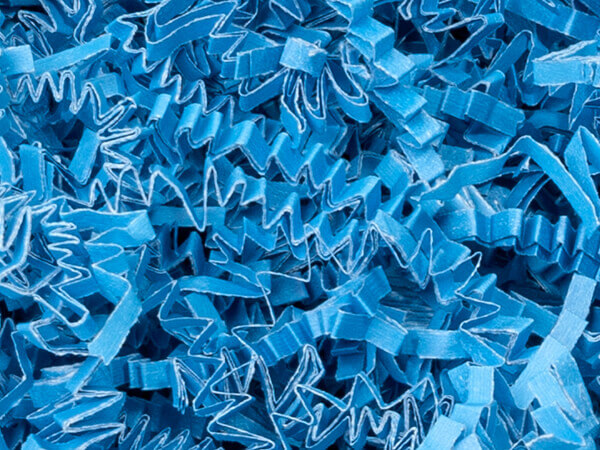 Sky Blue Crinkle Cut Paper Shred, 8 oz Bag