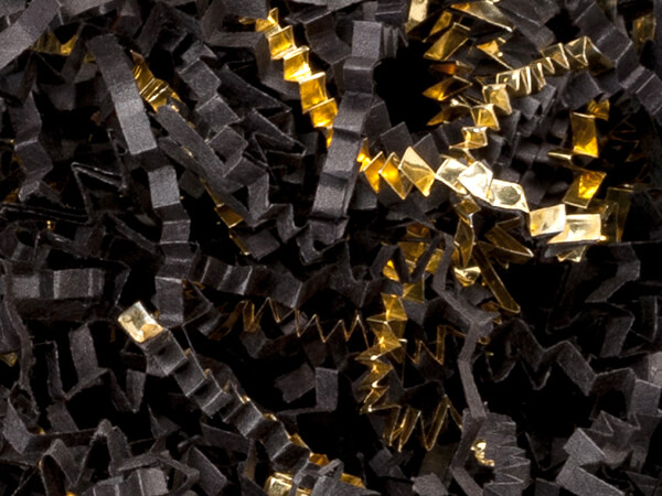 Black & Metallic Gold Crinkle Cut Shred