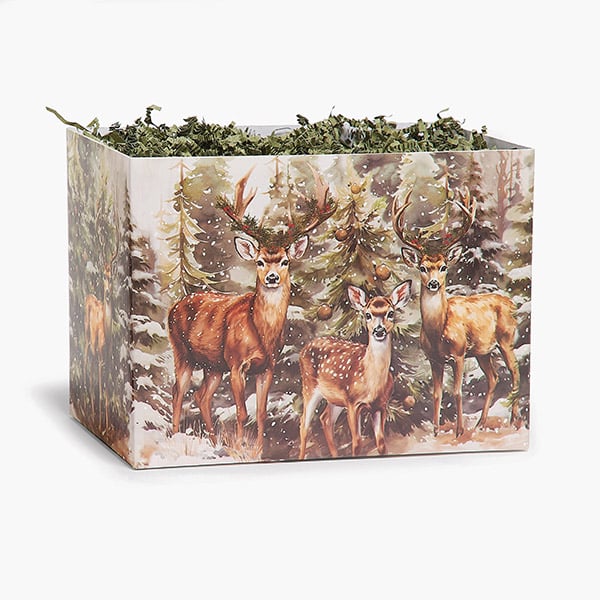 Evergreen Deer Large Basket Box