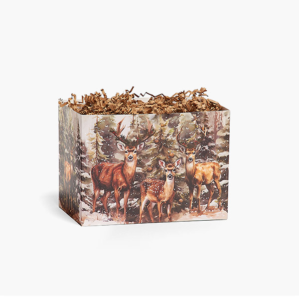 Evergreen Deer Small Basket Box