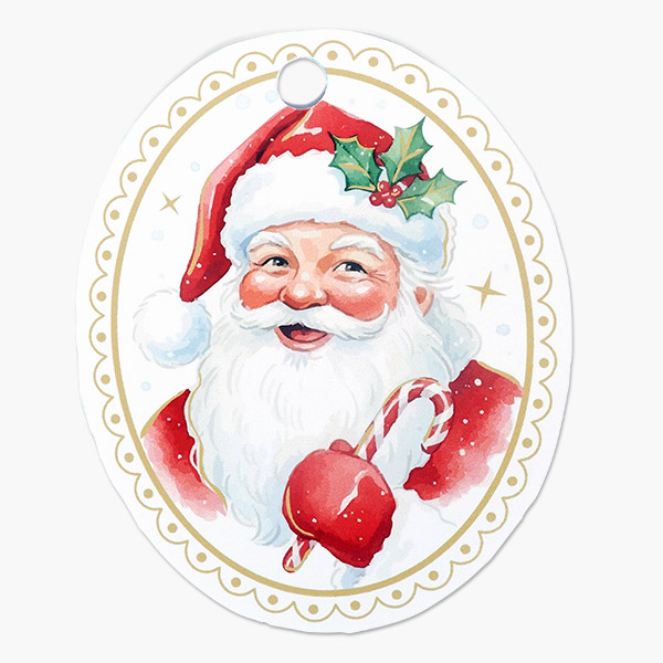 Jolly Santa Round Tag