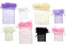 Organza Bag with Feather Trim